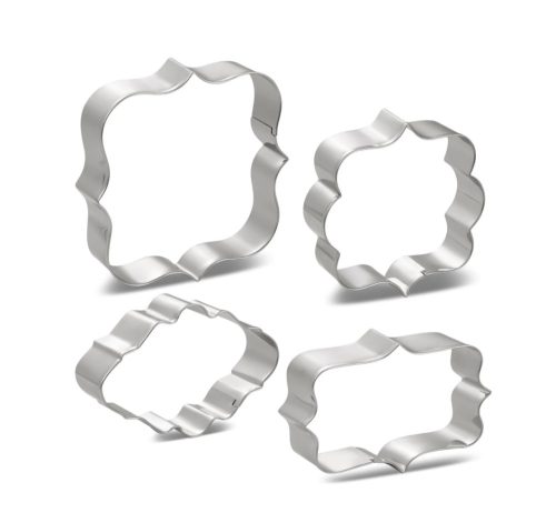 Keksz vagy fondant névtábla kiszúró-4 darabos/csomag